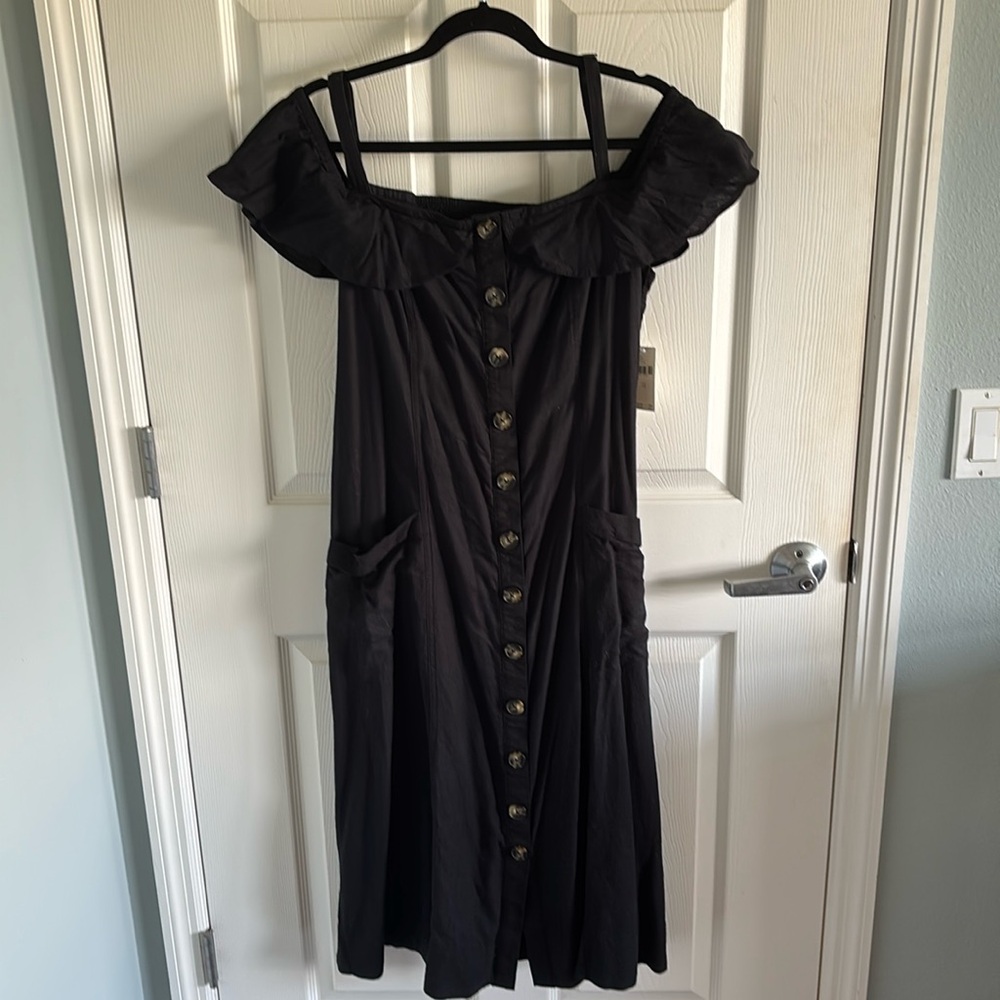 Anthropologie Linen Blend Midi Dress